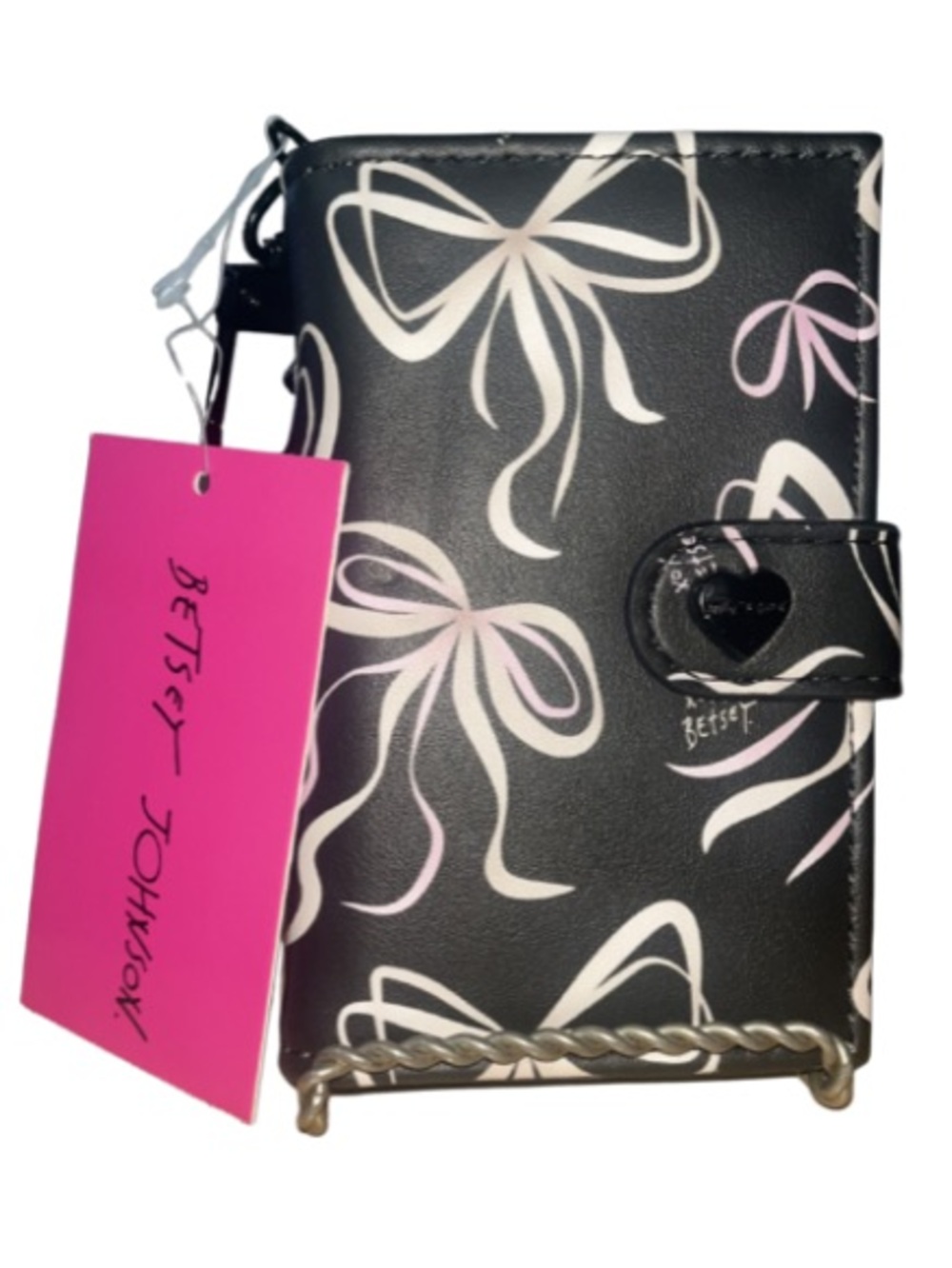 NWT Betsey Johnson Sweet Bows Tab Card Case Bifold Wallet Black
Pink